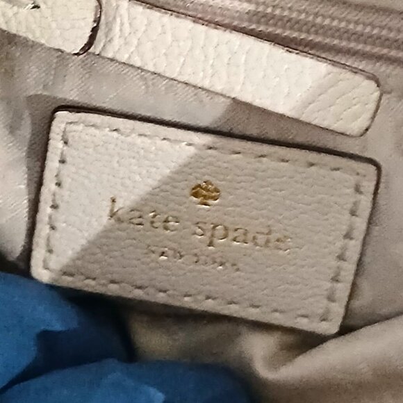 Kate Spade Leather Handbag Tassel Morter Pratt Street Rianne Neutral Gray White - Picture 10 of 12